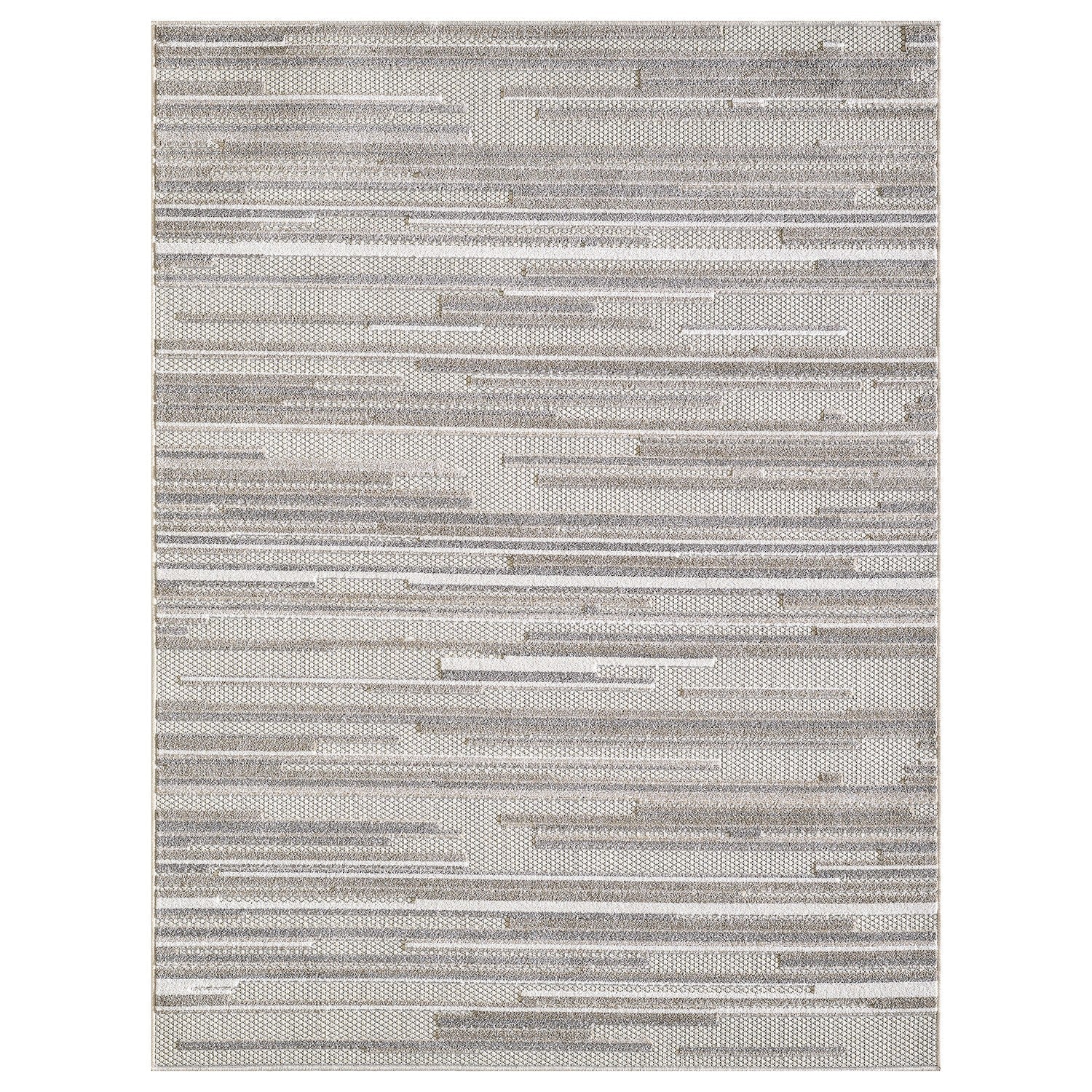 HomeRoots 2’ x 4’ Abstract Striped Indoor Outdoor Area Rug in Gray Finish