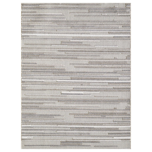 HomeRoots 2’ x 4’ Abstract Striped Indoor Outdoor Area Rug in Gray Finish