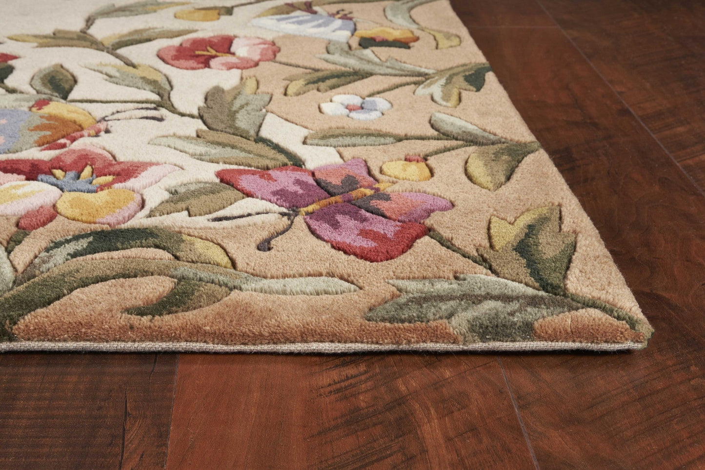 HomeRoots 2' x 4' Beige Antique Floral Wool Area Rug