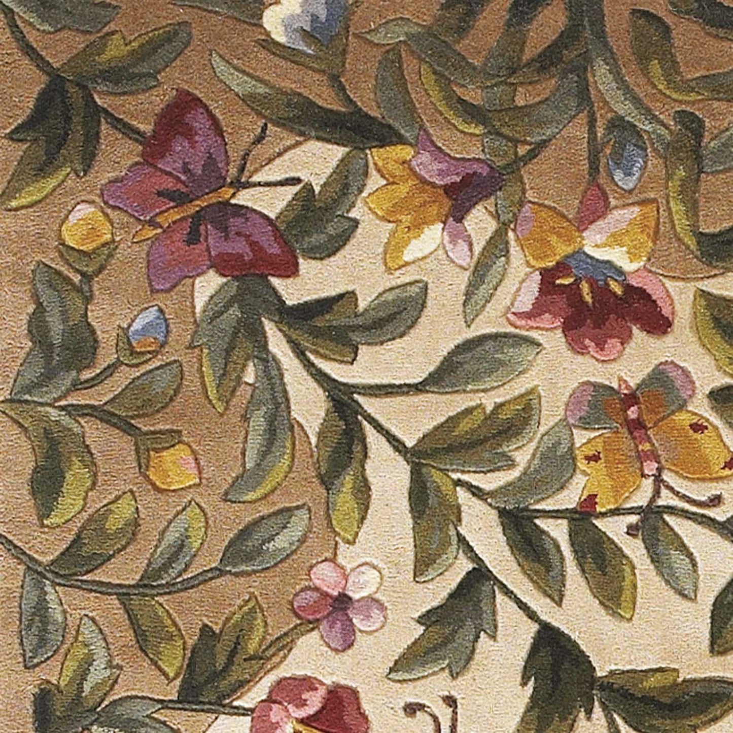 HomeRoots 2' x 4' Beige Antique Floral Wool Area Rug