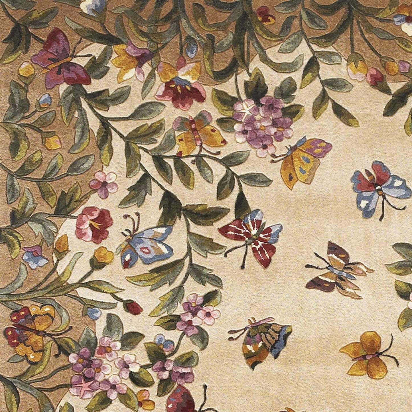 HomeRoots 2' x 4' Beige Antique Floral Wool Area Rug