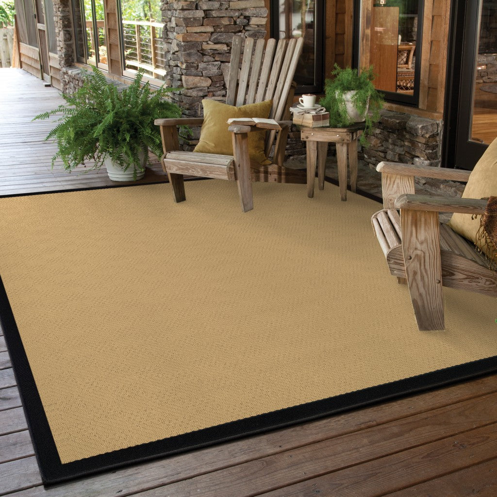 HomeRoots 2' x 4' Beige and Black Plain Indoor Outdoor Scatter Rug