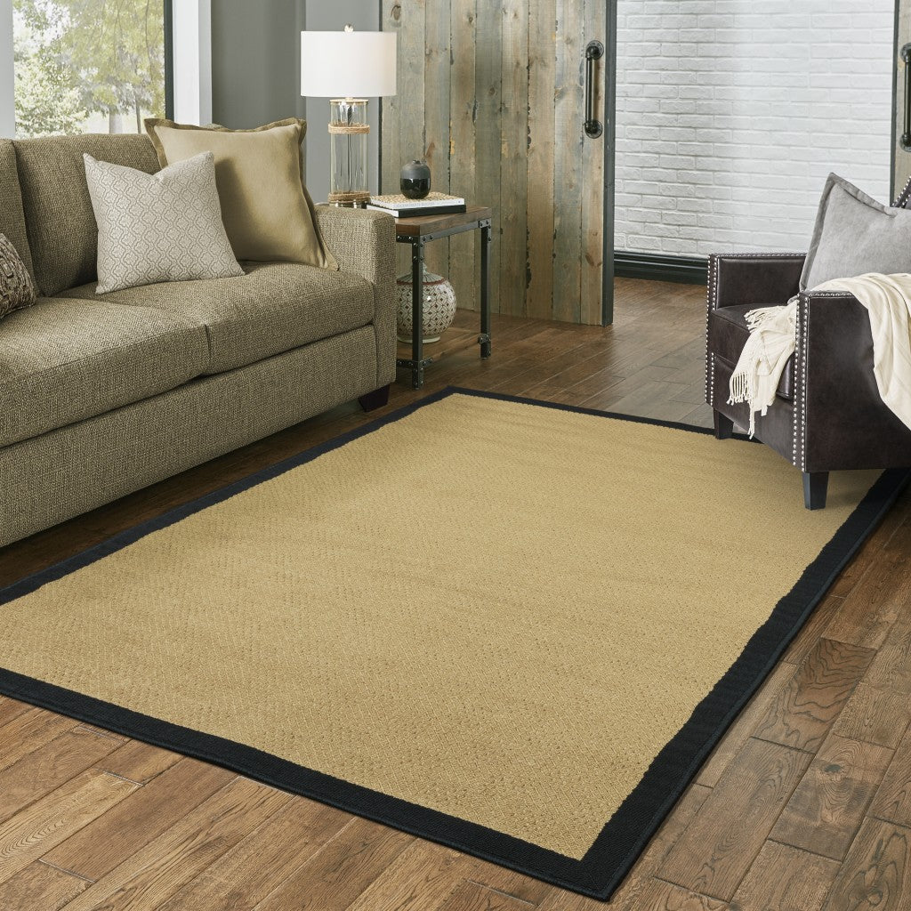 HomeRoots 2' x 4' Beige and Black Plain Indoor Outdoor Scatter Rug