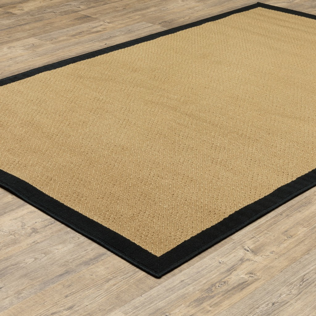 HomeRoots 2' x 4' Beige and Black Plain Indoor Outdoor Scatter Rug