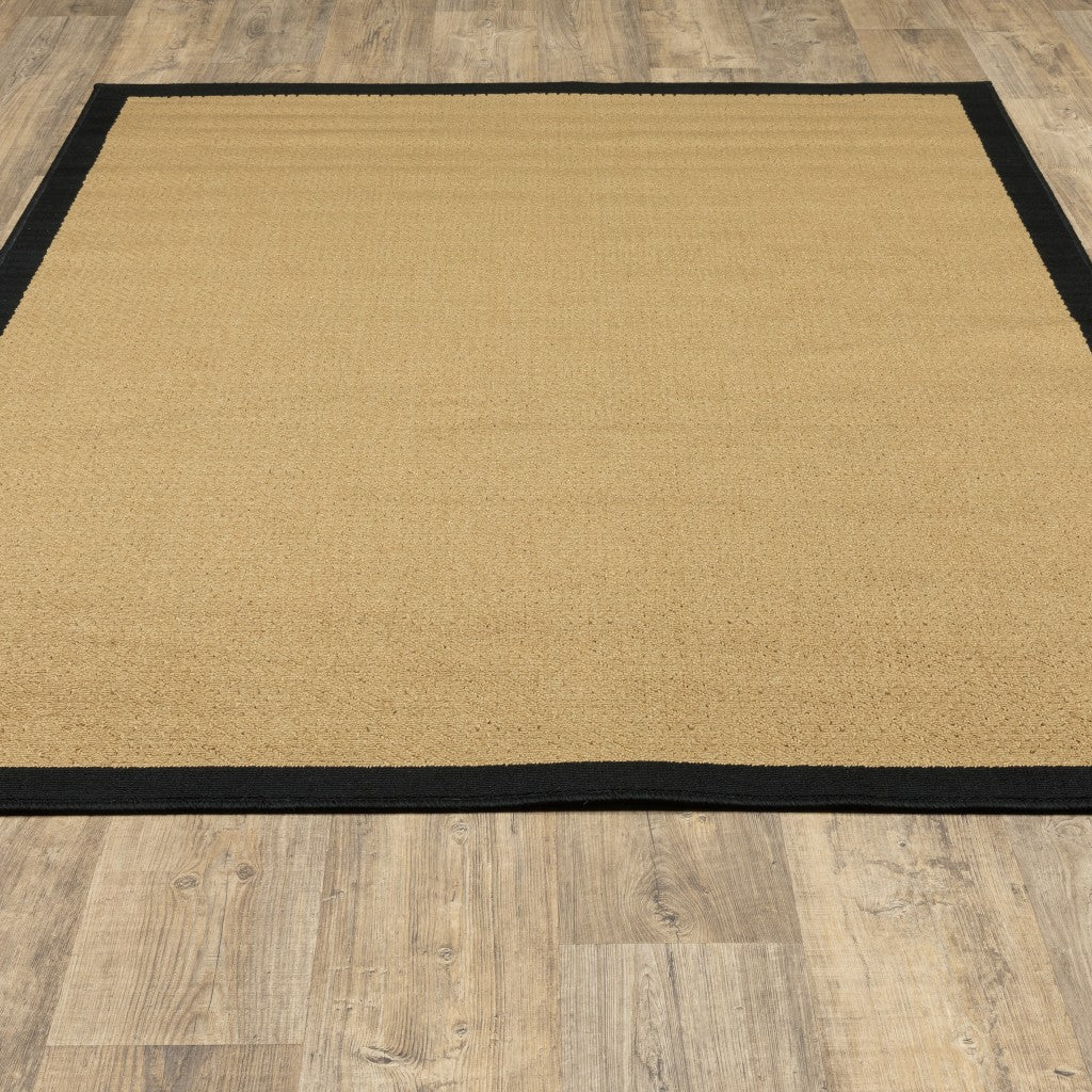 HomeRoots 2' x 4' Beige and Black Plain Indoor Outdoor Scatter Rug