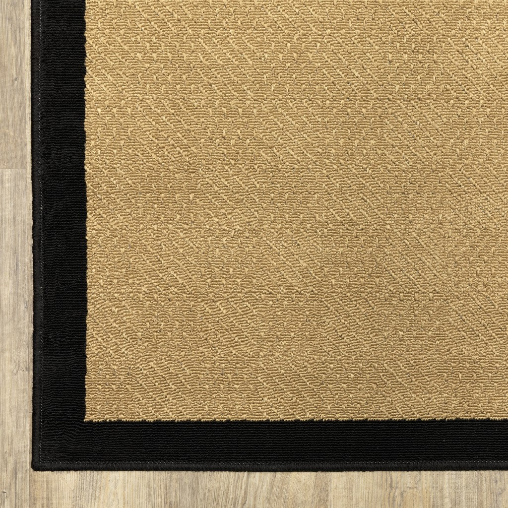 HomeRoots 2' x 4' Beige and Black Plain Indoor Outdoor Scatter Rug