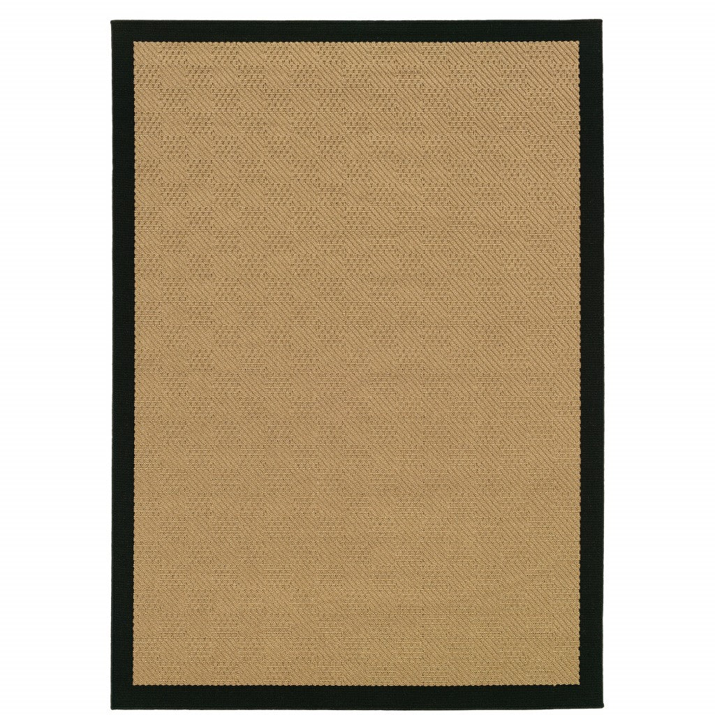 HomeRoots 2' x 4' Beige and Black Plain Indoor Outdoor Scatter Rug
