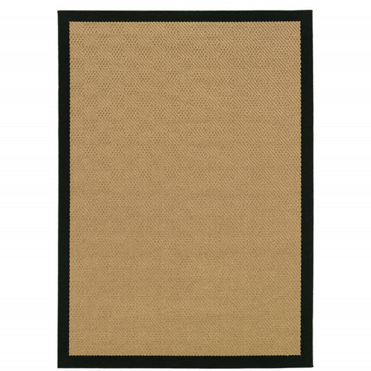 HomeRoots 2' x 4' Beige and Black Plain Indoor Outdoor Scatter Rug