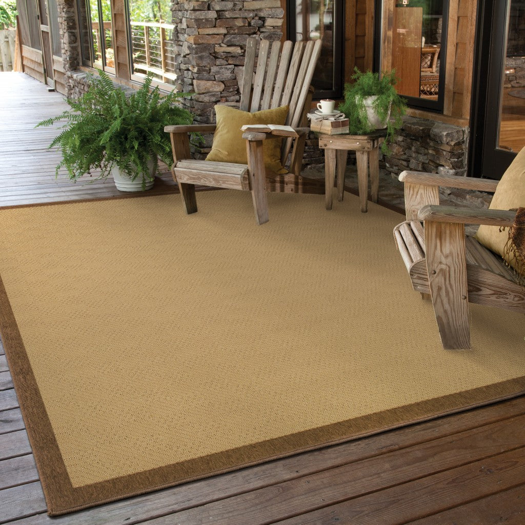 HomeRoots 2' x 4' Beige and Brown Plain Indoor Outdoor Scatter Rug