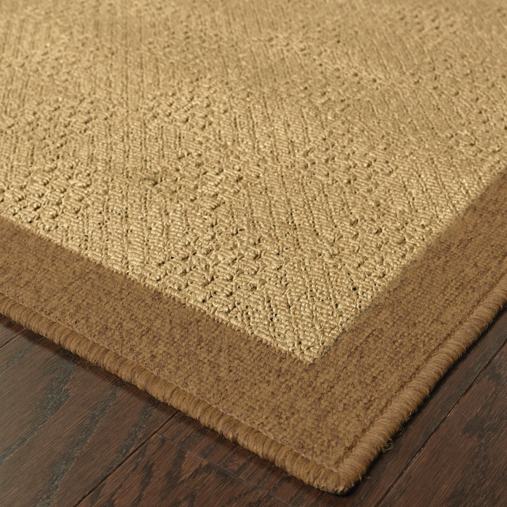 HomeRoots 2' x 4' Beige and Brown Plain Indoor Outdoor Scatter Rug