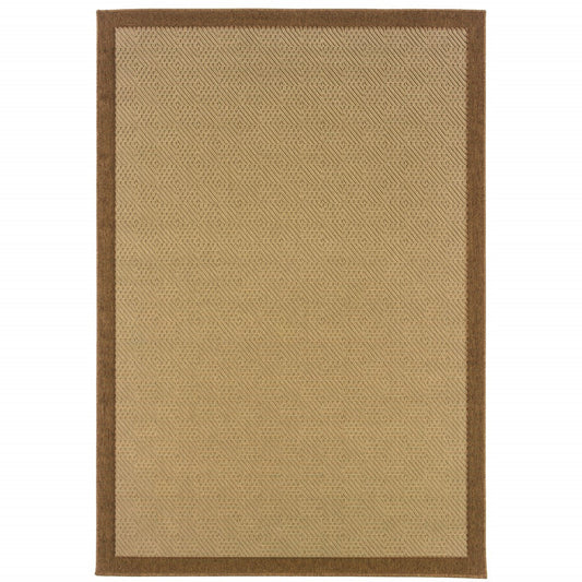 HomeRoots 2' x 4' Beige and Brown Plain Indoor Outdoor Scatter Rug