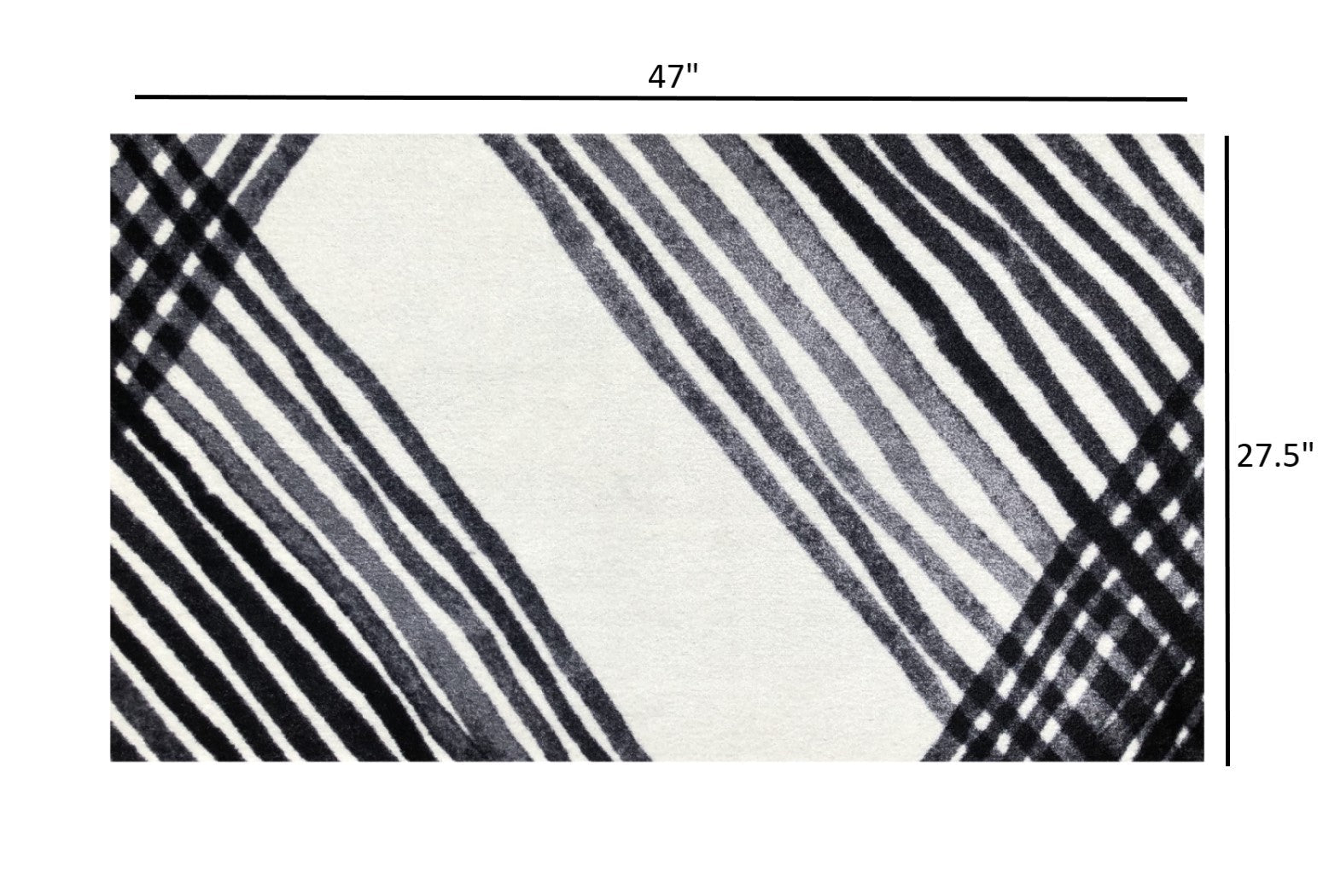 HomeRoots 2' x 4' Black and Gray Abstract Arrow Washable Floor Mat