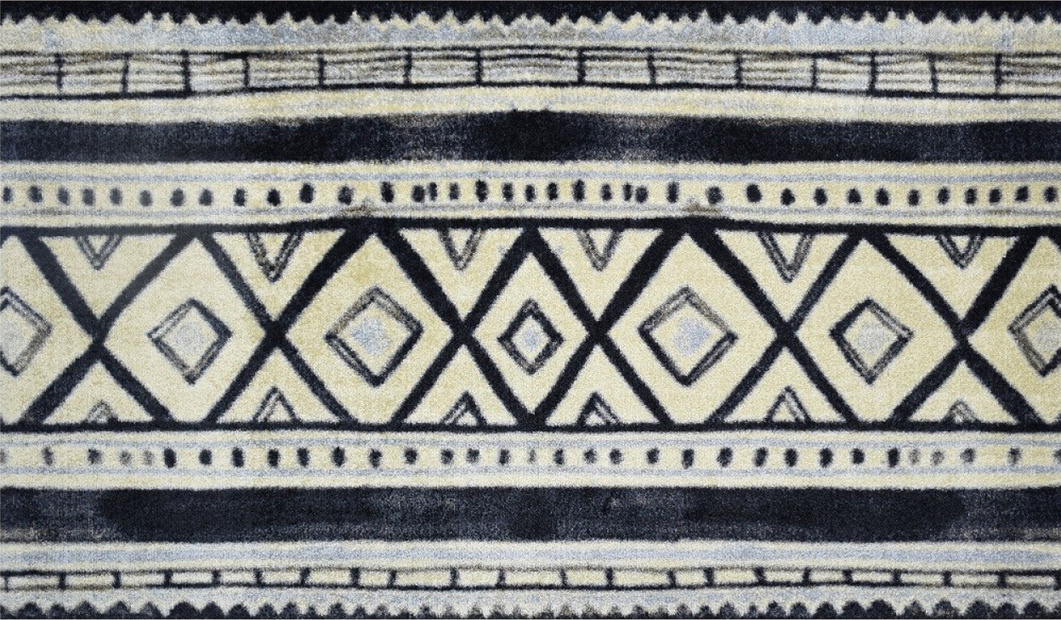 HomeRoots 2' x 4' Black and Gray Modern Tribal Washable Floor Mat