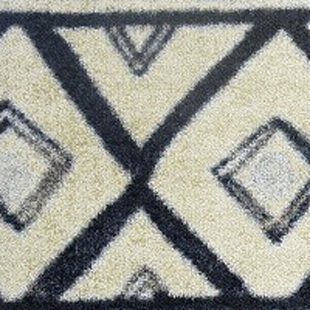 HomeRoots 2' x 4' Black and Gray Modern Tribal Washable Floor Mat