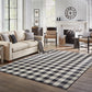 HomeRoots 2’ x 4’ Black and Ivory Gingham Indoor Outdoor Area Rug