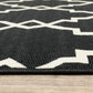 HomeRoots 2’ x 4’ Black and Ivory Trellis Indoor Outdoor Area Rug