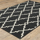 HomeRoots 2’ x 4’ Black and Ivory Trellis Indoor Outdoor Area Rug