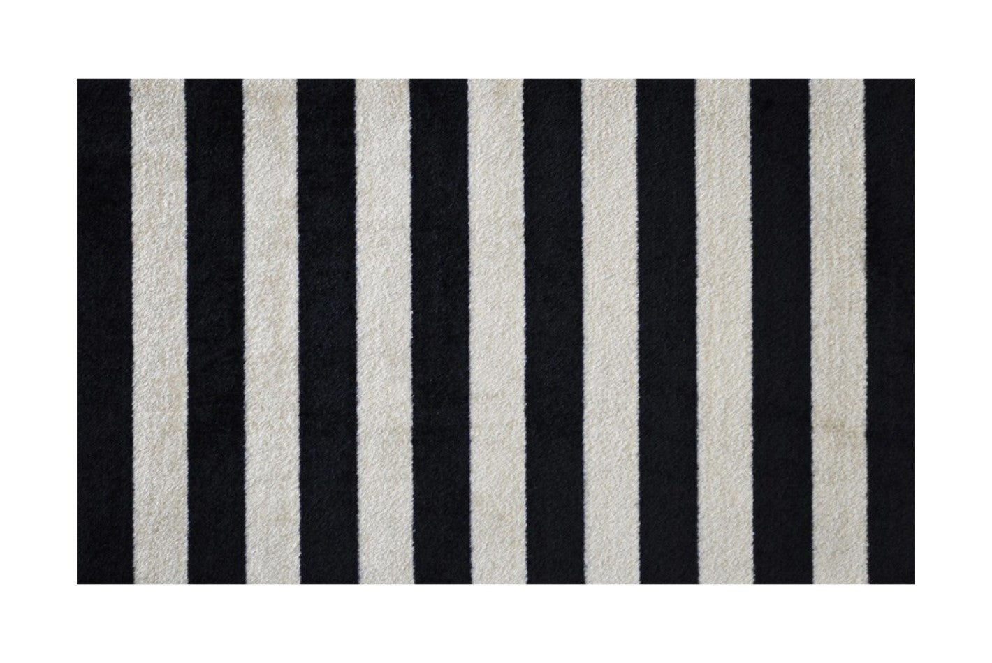 HomeRoots 2' x 4' Black and Tan Wide Stripe Washable Floor Mat
