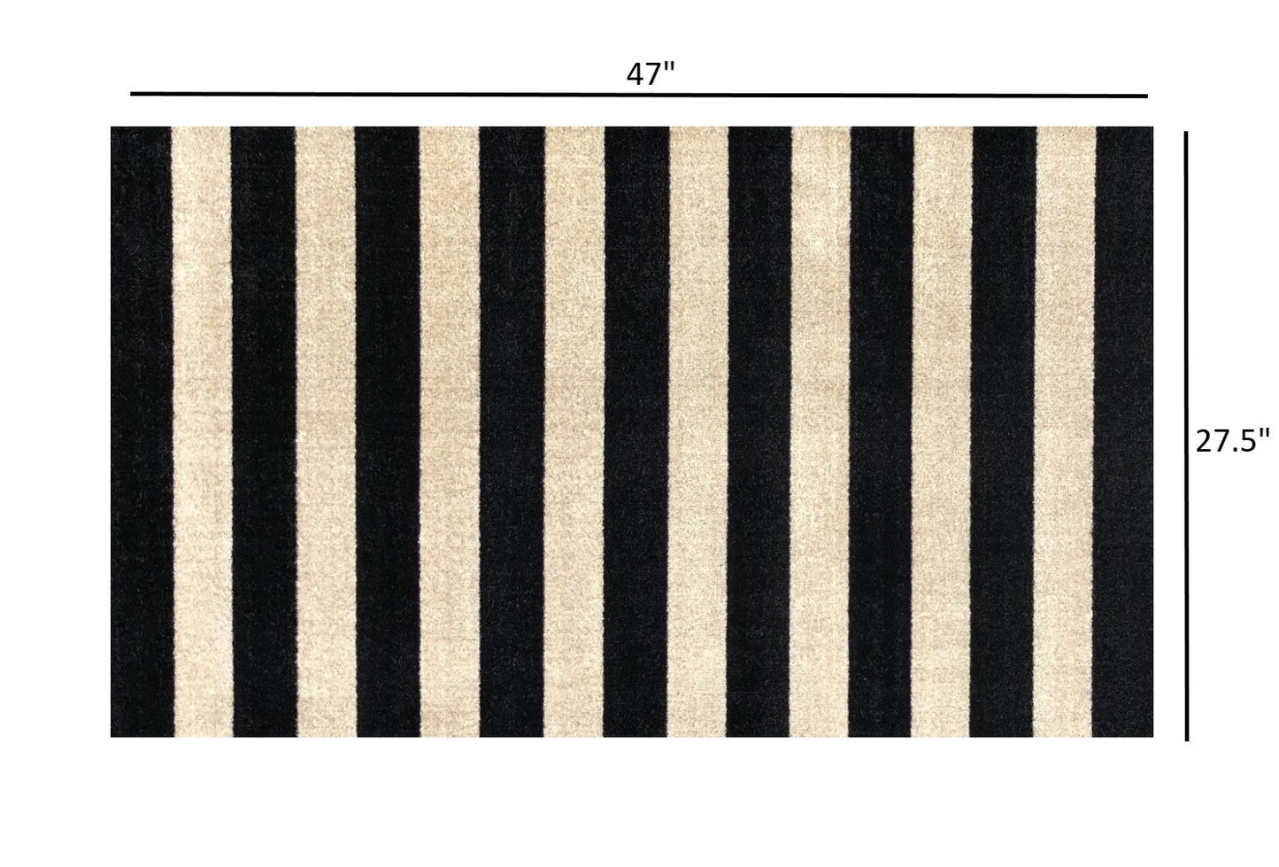 HomeRoots 2' x 4' Black and Tan Wide Stripe Washable Floor Mat