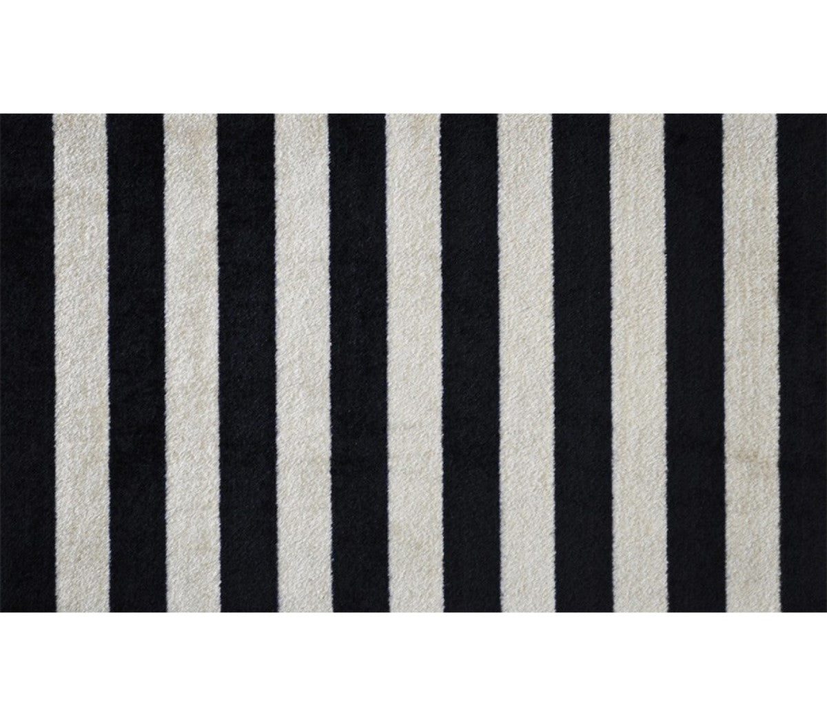 HomeRoots 2' x 4' Black and Tan Wide Stripe Washable Floor Mat