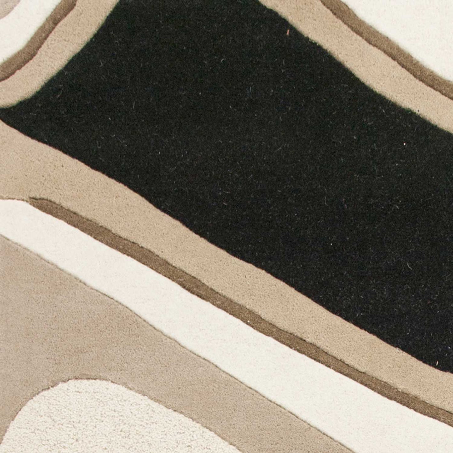 HomeRoots 2' x 4' Black or Beige Waves Wool Area Rug