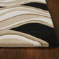 HomeRoots 2' x 4' Black or Beige Waves Wool Area Rug