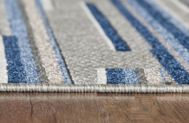HomeRoots 2’ x 4’ Blue Abstract Striped Indoor Outdoor Area Rug