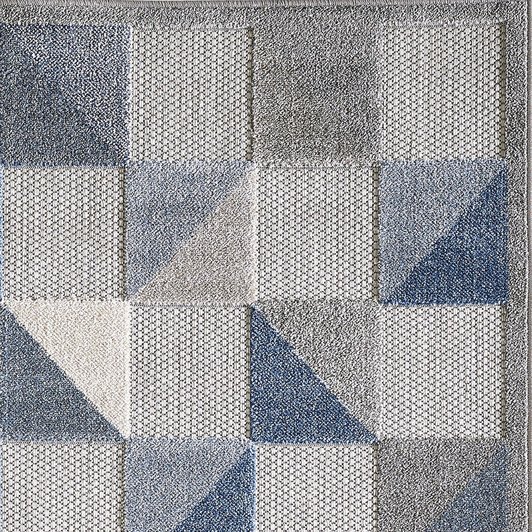 HomeRoots 2' x 4' Blue Gray Triangle Indoor Outdoor Area Rug