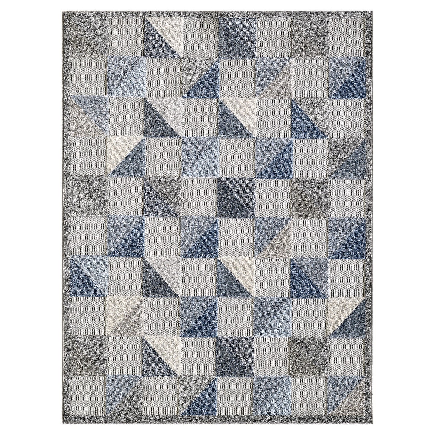 HomeRoots 2' x 4' Blue Gray Triangle Indoor Outdoor Area Rug