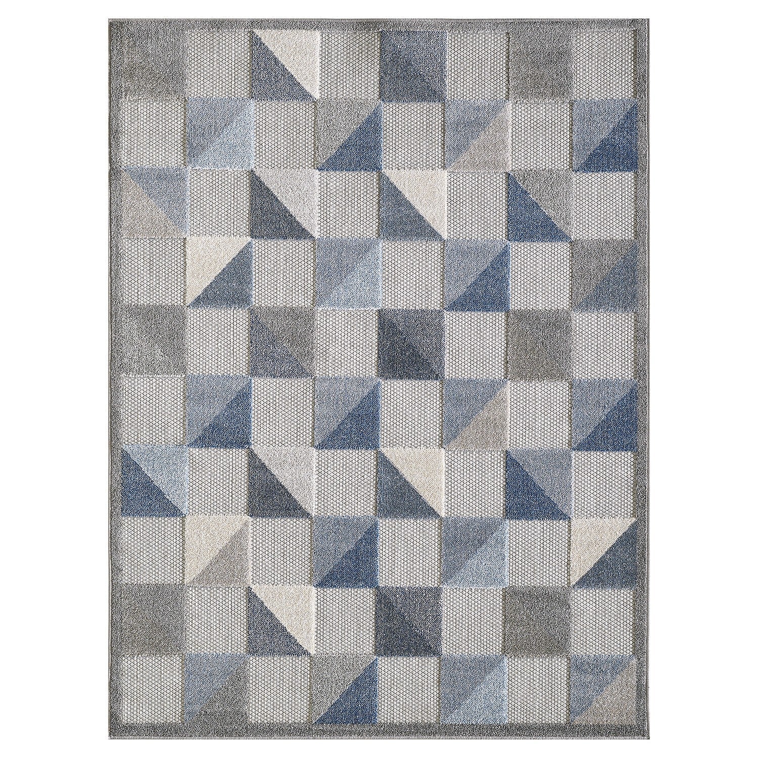 HomeRoots 2' x 4' Blue Gray Triangle Indoor Outdoor Area Rug