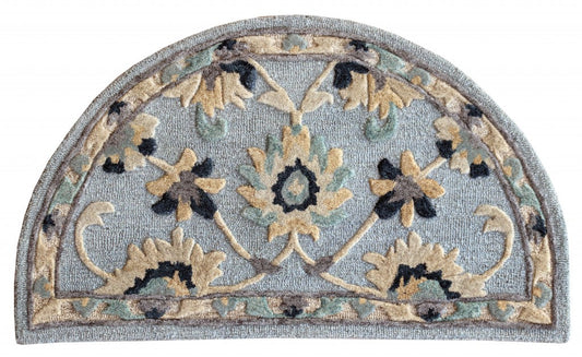 HomeRoots 2' x 4' Blue and Beige Floral Hearth Rug