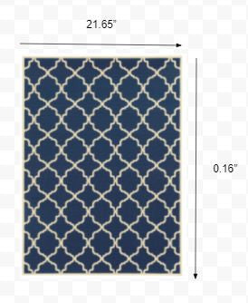 HomeRoots 2' x 4' Blue and Ivory Trellis Indoor Outdoor Scatter Rug