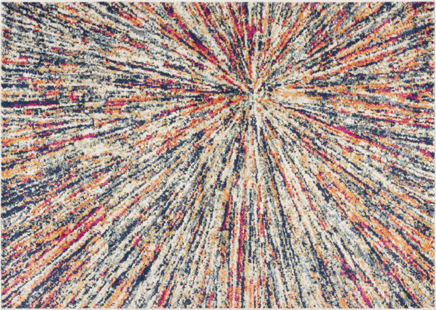 HomeRoots 2' x 4' Cream Celestial Burst Abstract Area Rug