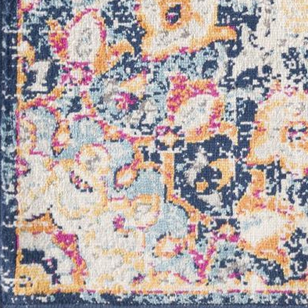 HomeRoots 2' x 4' Cream Decorative Medallion Area Rug