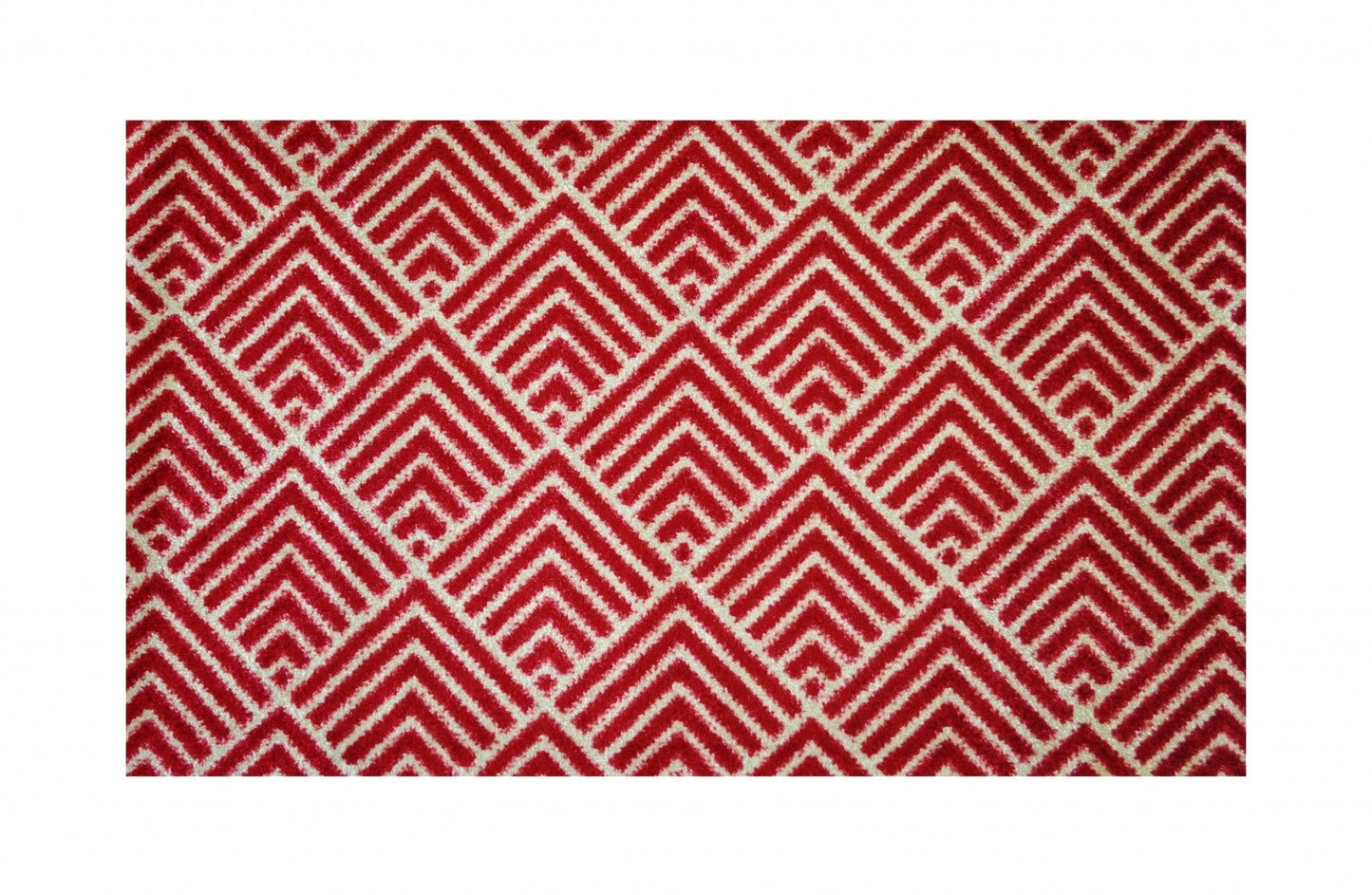 HomeRoots 2' x 4' Deep Red and Tan Arrow Geo Washable Floor Mat