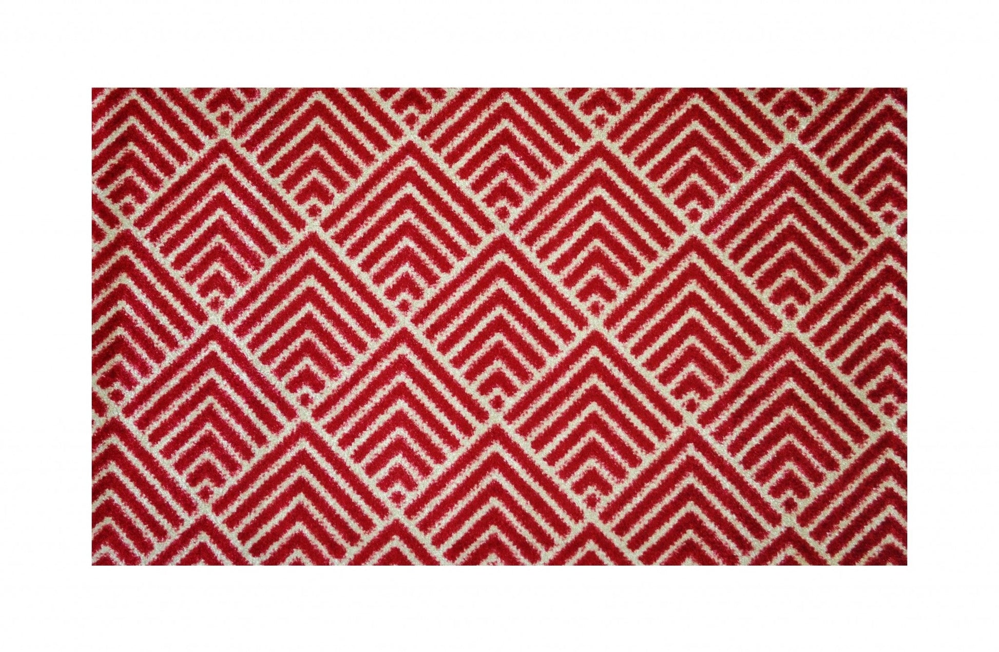 HomeRoots 2' x 4' Deep Red and Tan Arrow Geo Washable Floor Mat