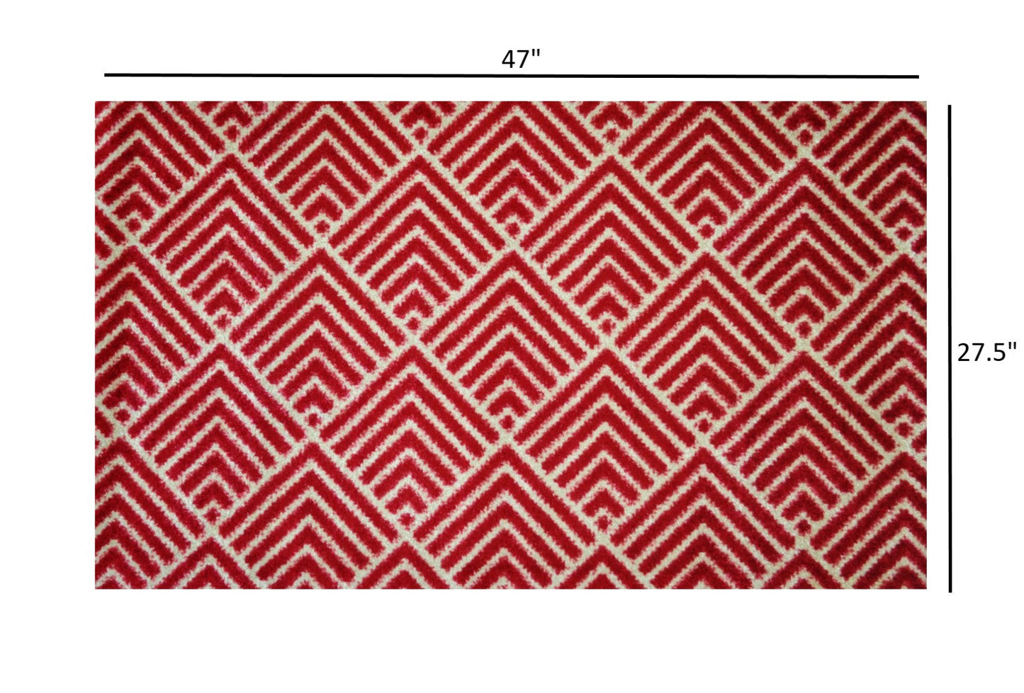 HomeRoots 2' x 4' Deep Red and Tan Arrow Geo Washable Floor Mat