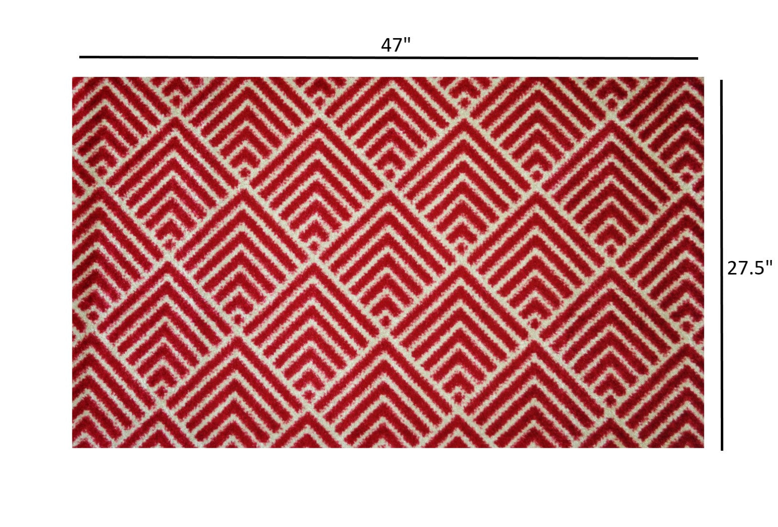 HomeRoots 2' x 4' Deep Red and Tan Arrow Geo Washable Floor Mat
