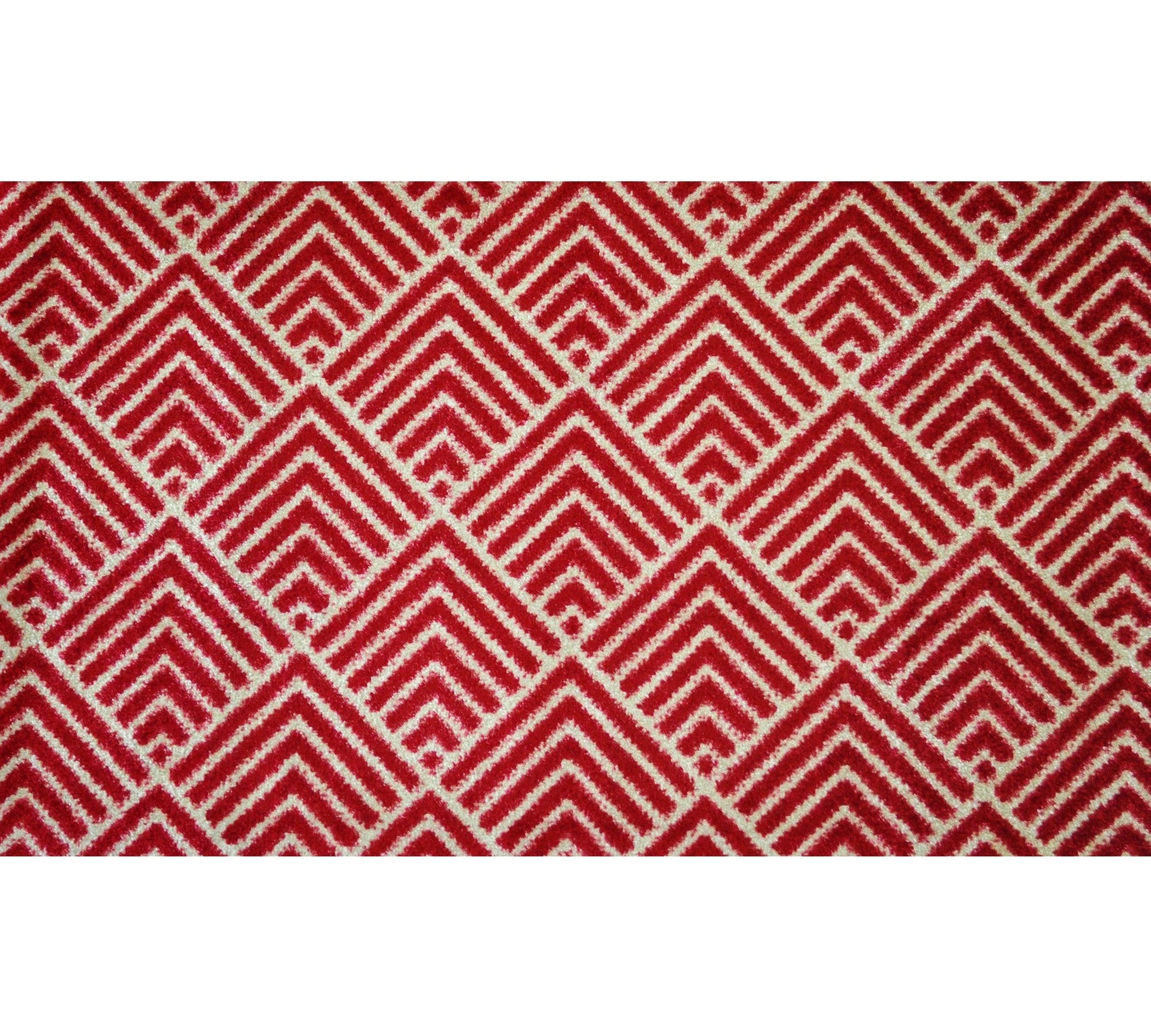 HomeRoots 2' x 4' Deep Red and Tan Arrow Geo Washable Floor Mat