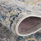 HomeRoots 2’ x 4’ Distressed Floral Area Rug in Blue Finish