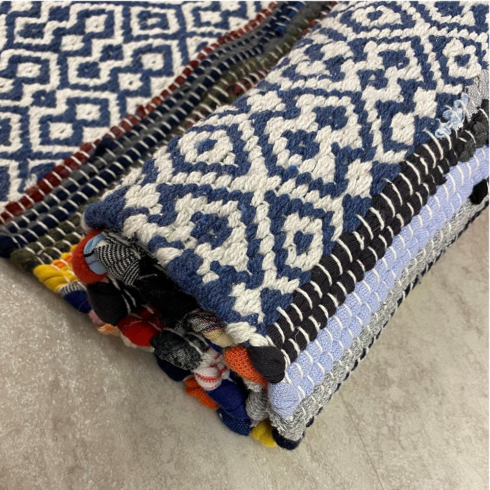 HomeRoots 2’ x 4’ Geometric Colorful Chindi Area Rug