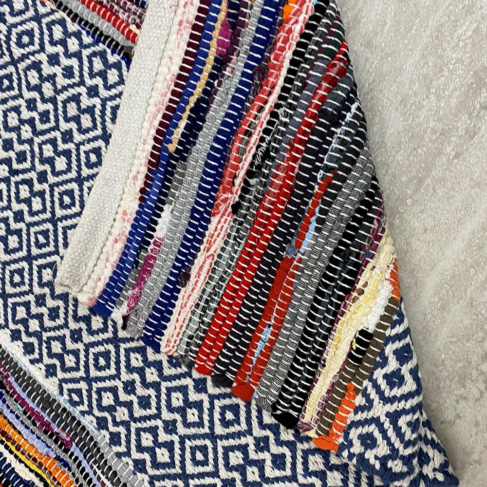 HomeRoots 2’ x 4’ Geometric Colorful Chindi Area Rug