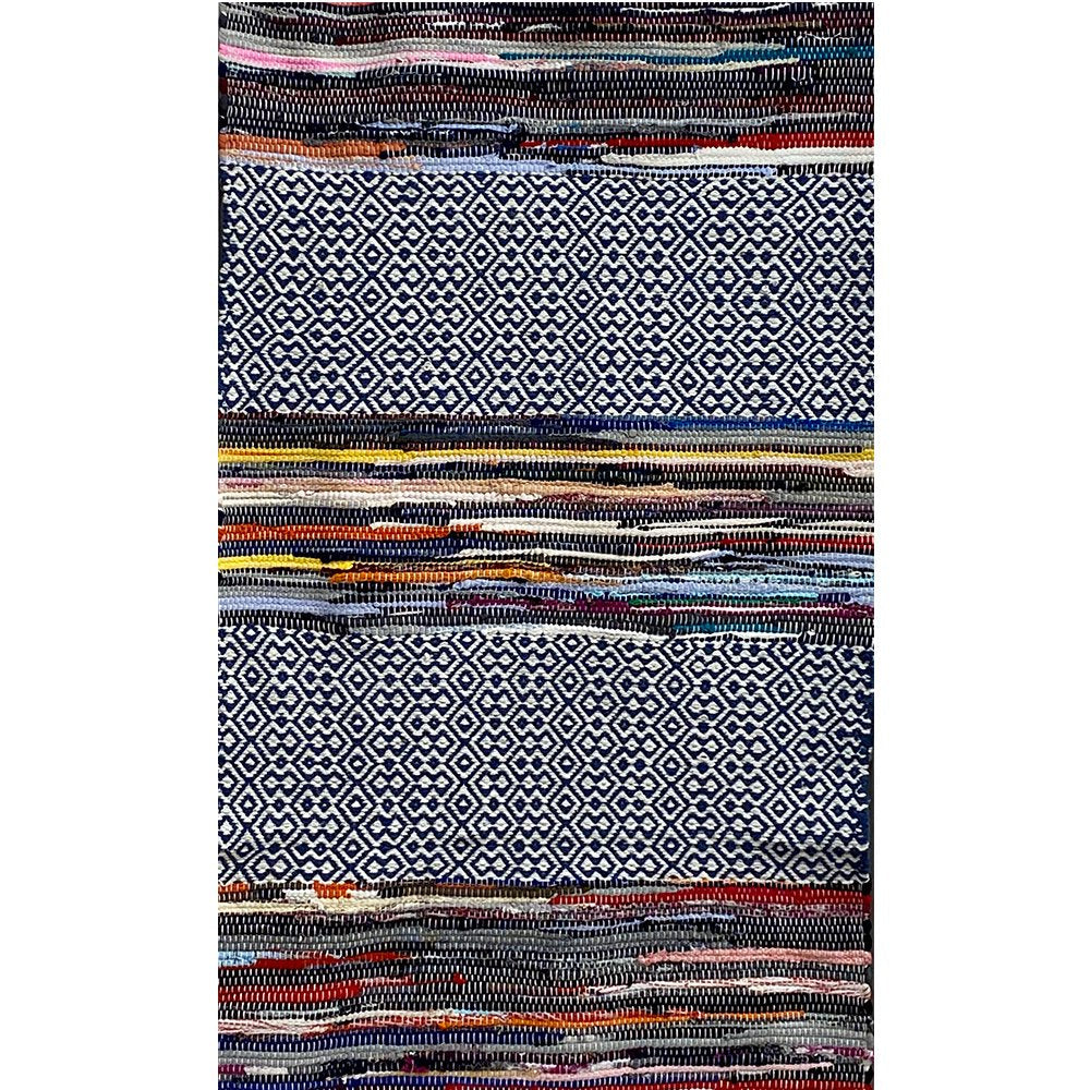 HomeRoots 2’ x 4’ Geometric Colorful Chindi Area Rug