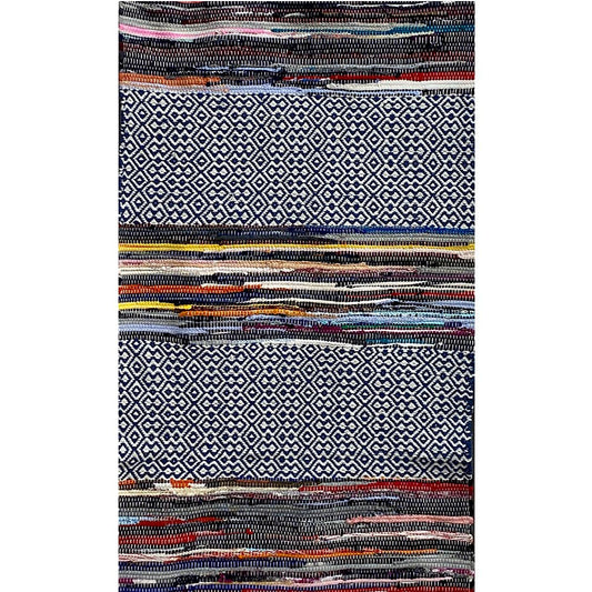 HomeRoots 2’ x 4’ Geometric Colorful Chindi Area Rug