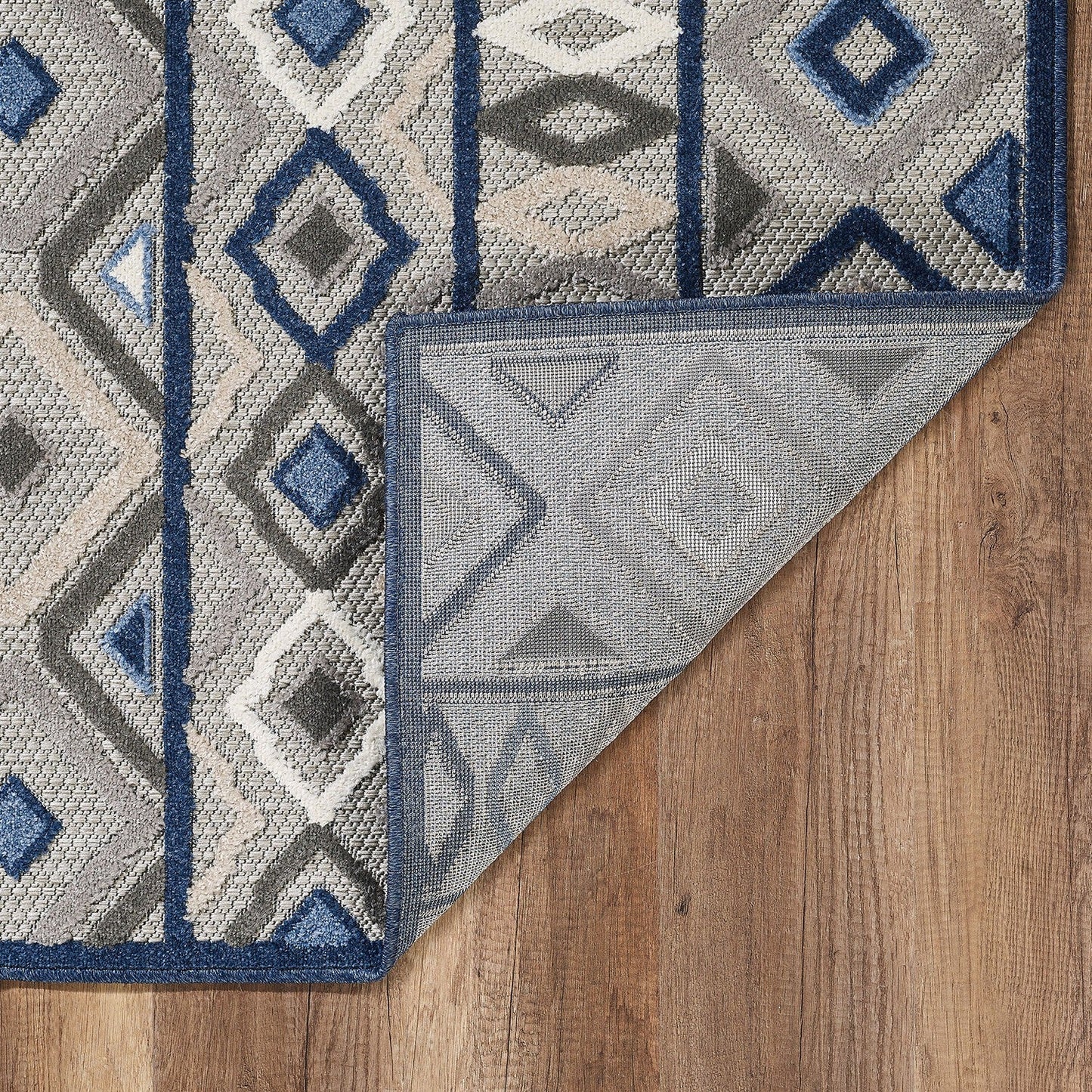 HomeRoots 2' x 4' Gray Blue Aztec Pattern Indoor Outdoor Area Rug