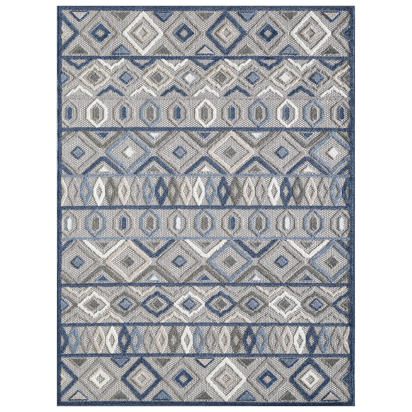 HomeRoots 2' x 4' Gray Blue Aztec Pattern Indoor Outdoor Area Rug