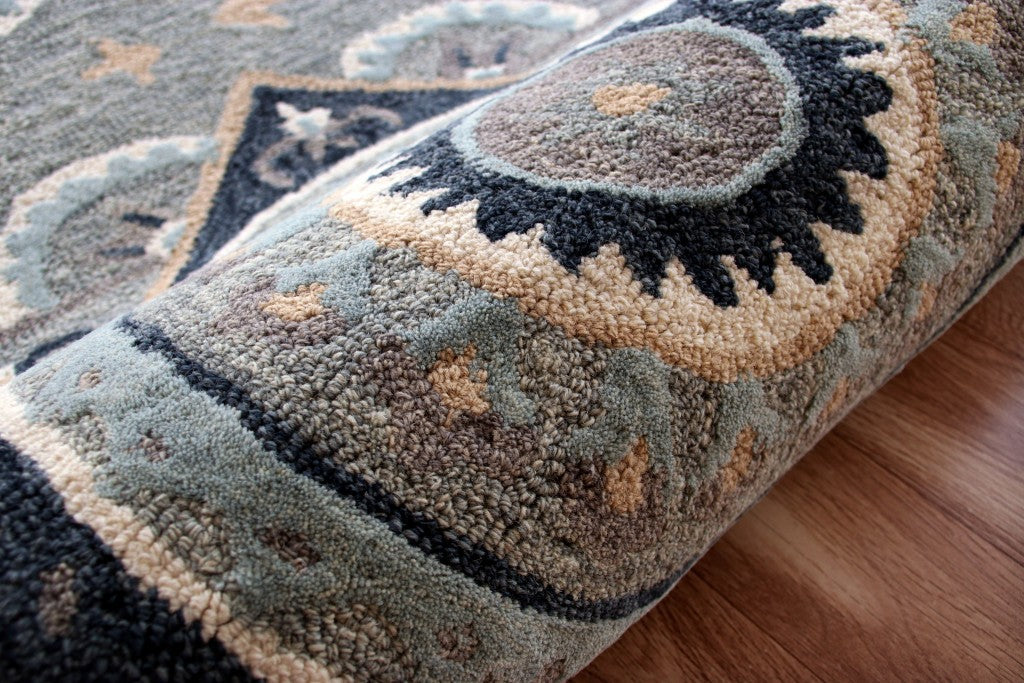 HomeRoots 2' x 4' Gray Geometric Medallion Hearth Rug
