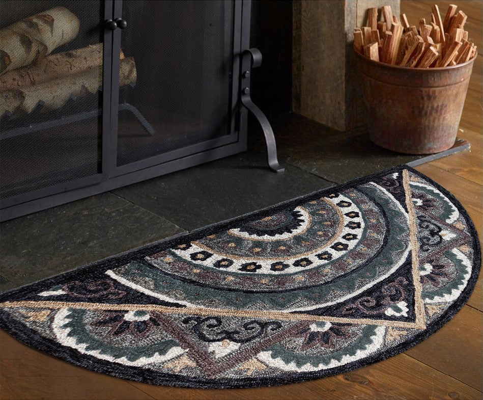 HomeRoots 2' x 4' Gray Geometric Medallion Hearth Rug