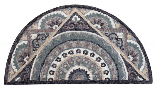 HomeRoots 2' x 4' Gray Geometric Medallion Hearth Rug