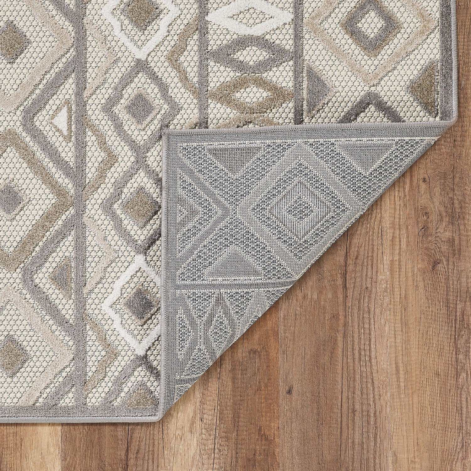 HomeRoots 2' x 4' Gray Ivory Aztec Pattern Indoor Outdoor Area Rug